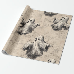 Rustic Vintage Ghost Pattern Wrapping Paper