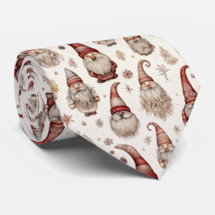 Rustic Vintage Gnome Garden Watercolor Pattern Tie