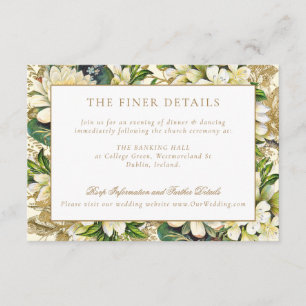 Rustic Vintage Gold Greenery Wedding Details Enclosure Card