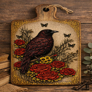 Rustic Vintage Gothic Raven Roses & Sunflowers Tissue Paper