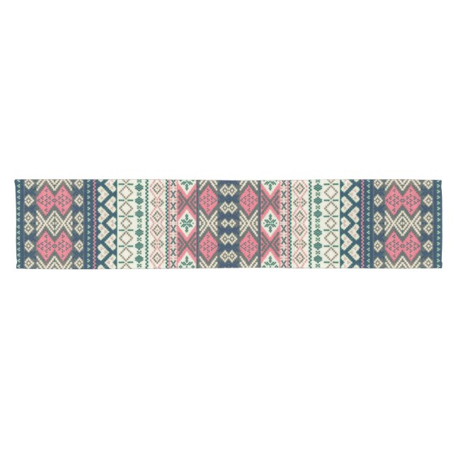 Rustic Vintage Heart Aztec Short Table Runner (Horizontal)