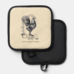 Rustic Vintage Hen Family Name Farm Pot Holder