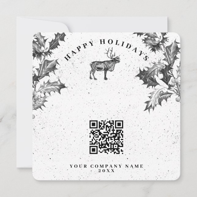 Rustic Vintage Holiday Business QR Code Christmas (Front)