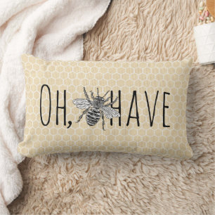 Rustic Vintage Honeycomb Funny Oh Bee-Have Lumbar Pillow