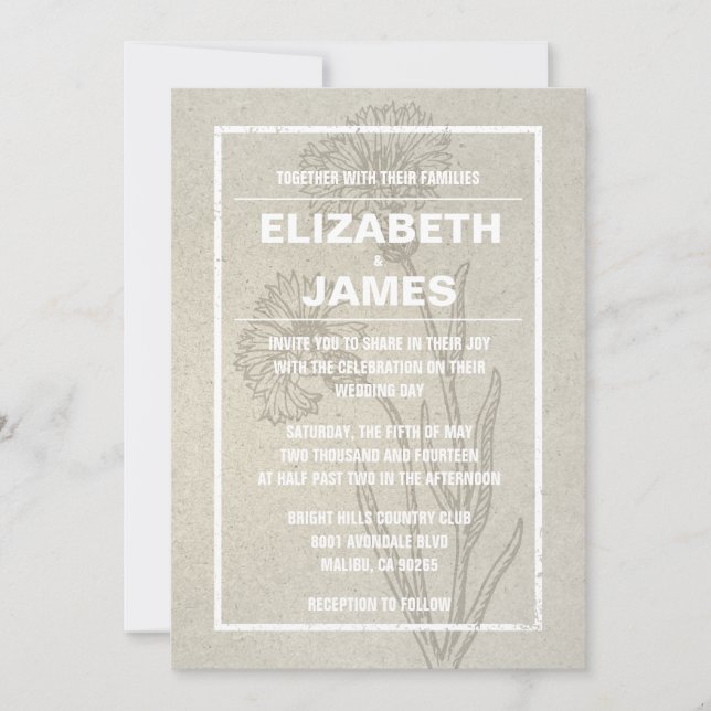 Rustic Vintage Ivory Wedding Invitations (Front)