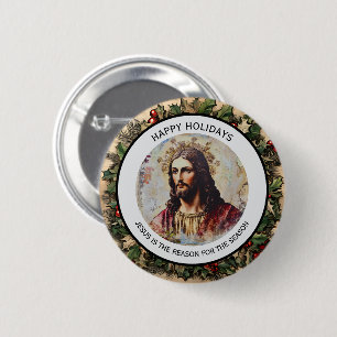 Rustic Vintage Jesus is the Reason for the Season 2 Inch Round Button