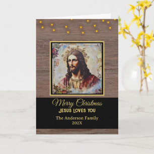 Rustic Vintage Jesus Merry Christmas  Card