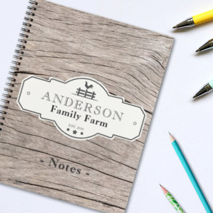 Rustic Vintage Label Border Family Farm Notebook