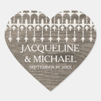 Rustic Vintage Lace Barn Wooden Heart Typography Sticker