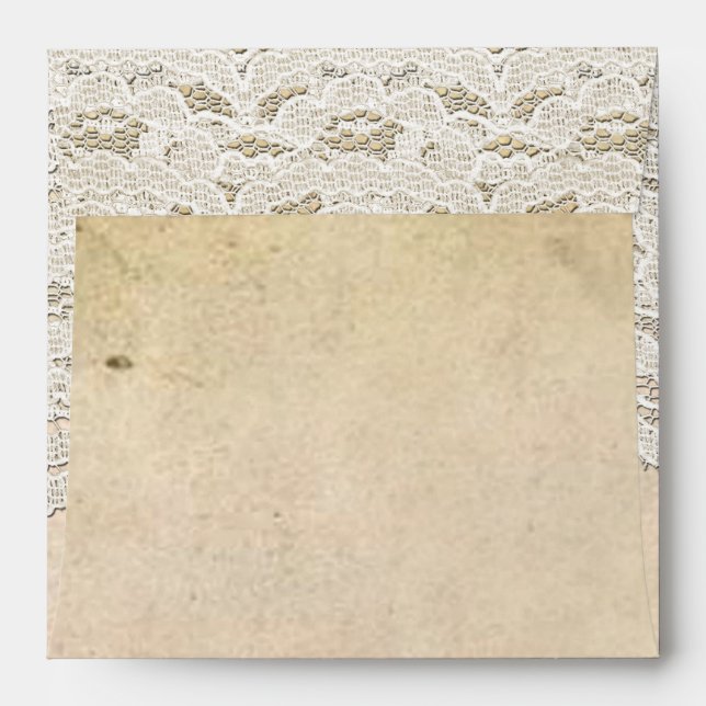 Rustic Vintage Lace Romance Square Envelope (Back (Top Flap))