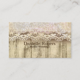 Rustic Vintage Lace & Wood Antique Business Card