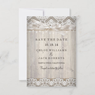 Rustic Vintage Lace Wood Wedding Save The Date