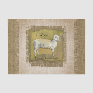 Rustic Vintage Lamb Burlap Pattern Tissue Paper