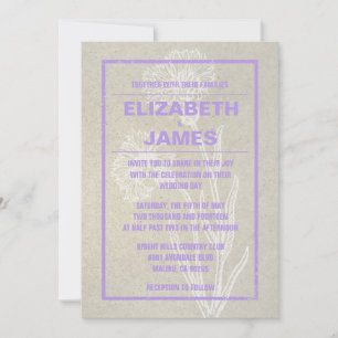 Rustic Vintage Lavender Wedding Invitations