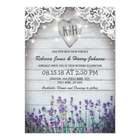 Rustic Vintage Lavender Wedding | Twinkle Lights Card
