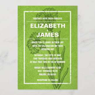 Rustic Vintage Lime Green Wedding Invitations