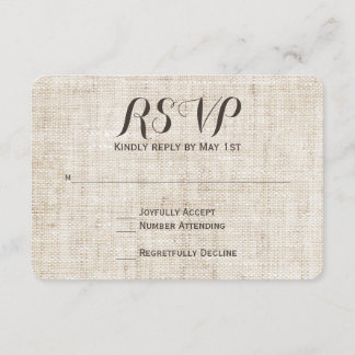 Rustic Vintage Linen Design Wedding RSVP Card