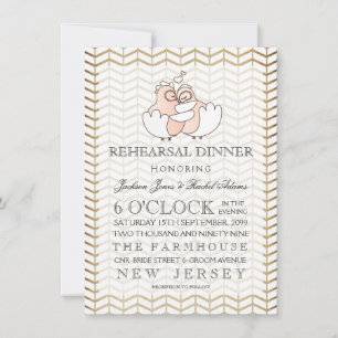 Rustic Vintage Love Birds Rehearsal Dinner Invite
