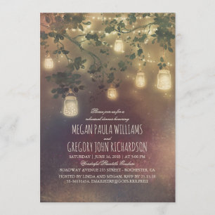 Rustic Vintage Mason Jar Lights Rehearsal Dinner Invitation