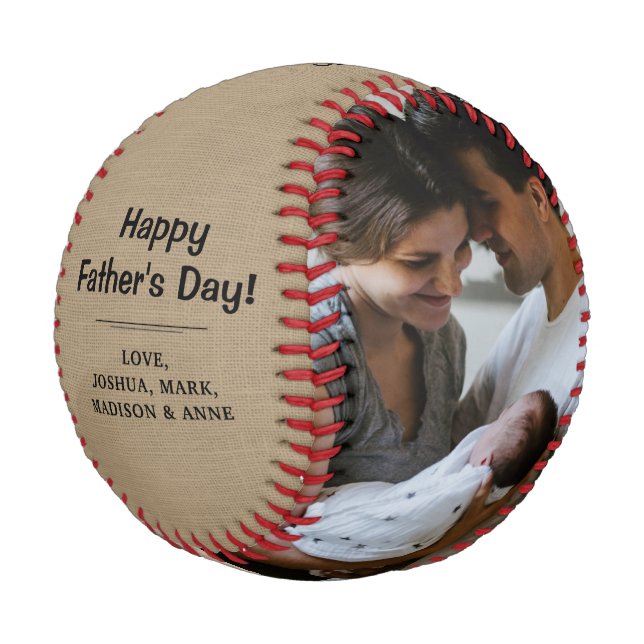 Rustic Vintage Modern Photo Happy Father's Day Baseball (Angled)