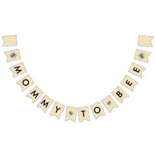 Rustic Vintage Mommy to Bee Baby Shower Bunting Flags