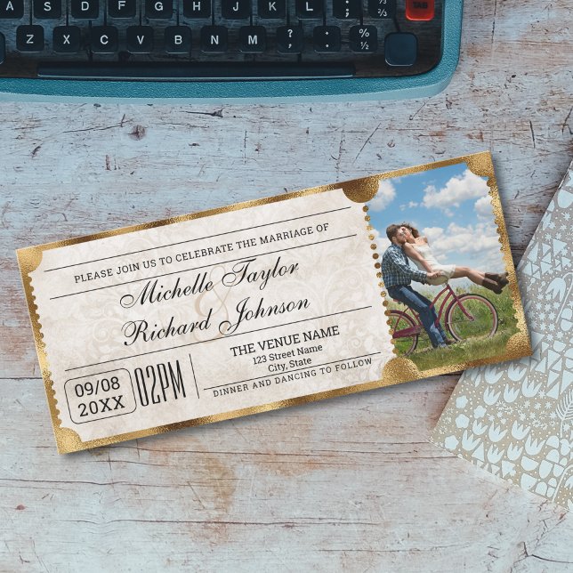 Rustic Vintage Movie Ticket with RSVP QR Code Invitation (Creator Uploaded)