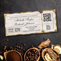 Rustic Vintage Movie Ticket with RSVP QR Code