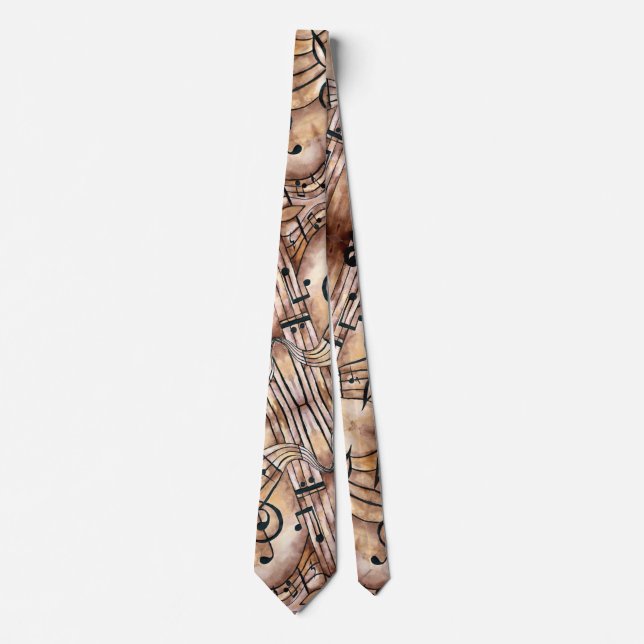 Rustic Vintage Musical Notes and Symnbols Tie (Front)