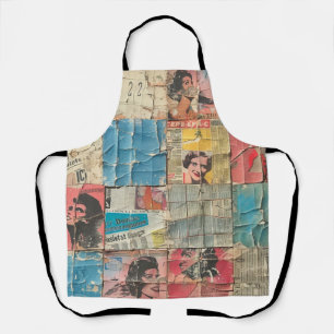 Rustic Vintage Newspaper Patchwork Collage (10) Apron