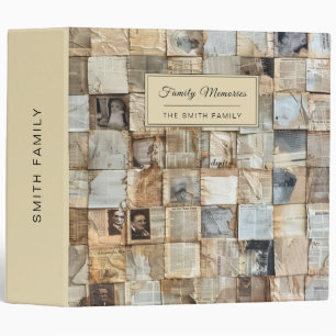 Rustic Vintage Newspaper Patchwork Collage (10) Binder