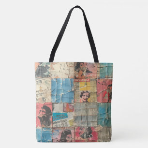 Rustic Vintage Newspaper Patchwork Collage (10) Tote Bag