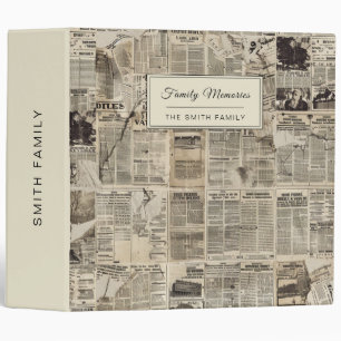 Rustic Vintage Newspaper Patchwork Collage (11) Binder