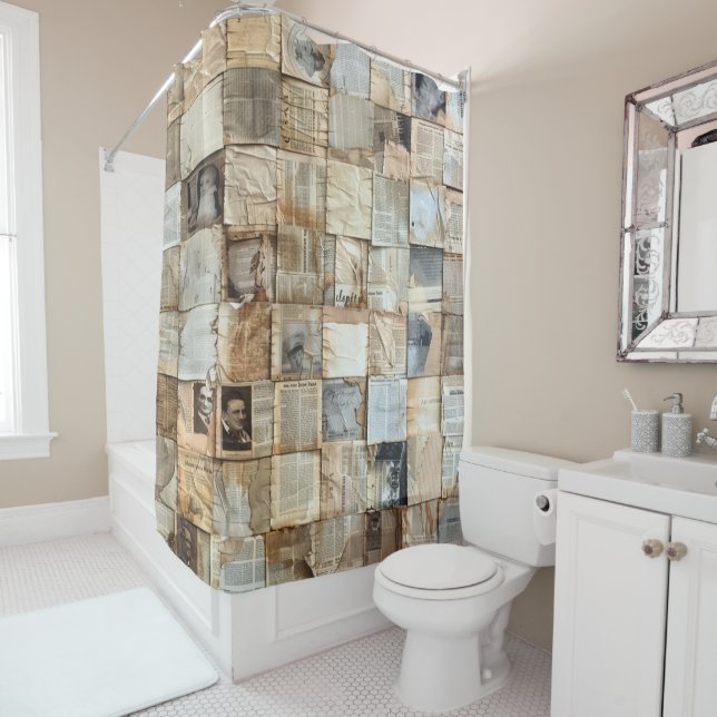 Rustic Vintage Newspaper Patchwork Collage (12) (In Situ)