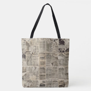 Rustic Vintage Newspaper Patchwork Collage (1) Tote Bag