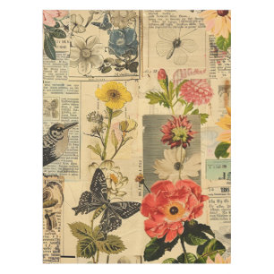 Rustic Vintage Newspaper Patchwork Collage (3) Tablecloth