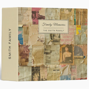 Rustic Vintage Newspaper Patchwork Collage (4) Binder