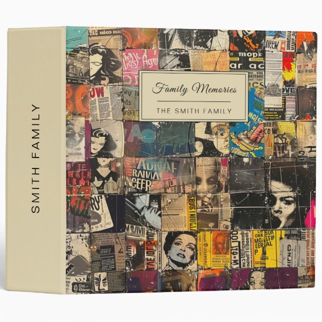 Rustic Vintage Newspaper Patchwork Collage (5) Binder (Front/Spine)