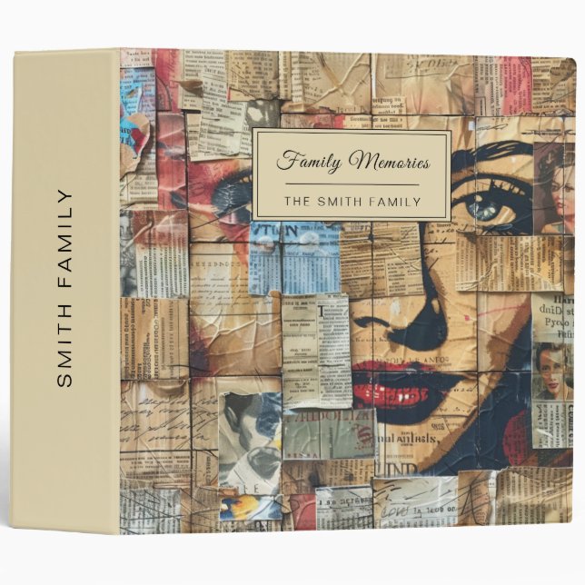 Rustic Vintage Newspaper Patchwork Collage (9) Binder (Front/Spine)