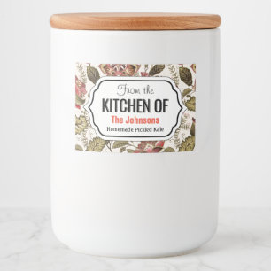 Rustic Vintage Paisley flower on creamy background Food Label