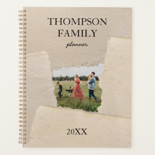 Rustic Vintage Paper Personalized Photo Monthly Planner