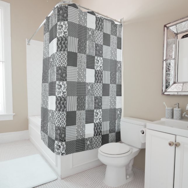 Rustic Vintage Patchwork Grey Quilt Pattern  (In Situ)