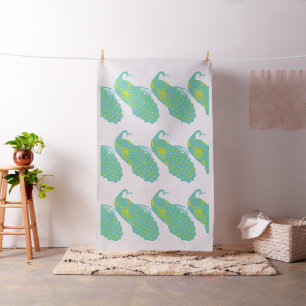 Rustic Vintage Peacock Pattern Fabric