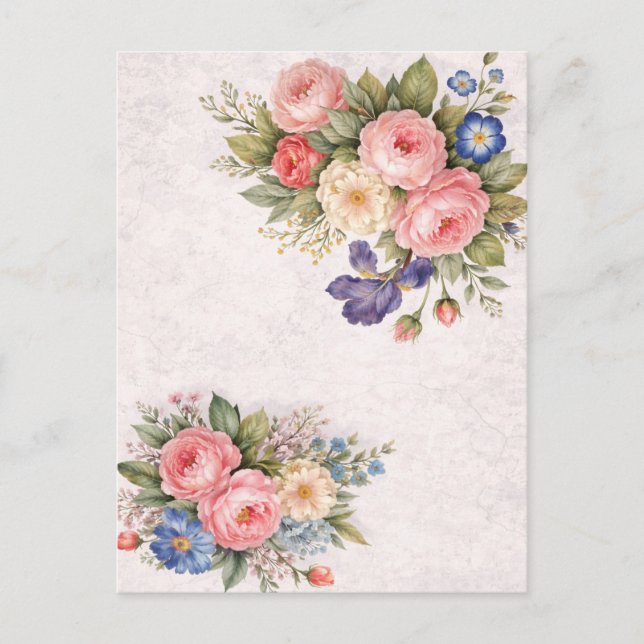 Rustic Vintage Personalized Floral Rose Design     Postcard (Front)