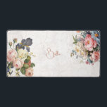 Rustic Vintage Personalized Roses & Iris  Desk Mat<br><div class="desc">Beautiful,  timeless and elegant sprays of artistic pink and white roses,  peonies and purple bearded iris with delicate foliage. Includes an editable text field for your personalization and lightly distressed antique white texture background.</div>
