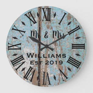 Rustic Vintage  Personalized Wood Custom Large Clock