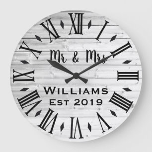 Rustic Vintage  Personalized Wood Custom Large Clock