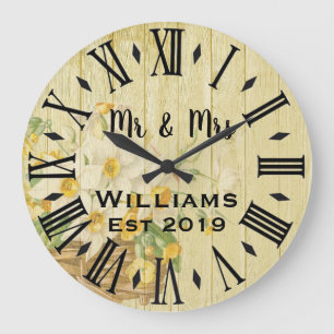 Rustic Vintage  Personalized Wood Custom Large Clock