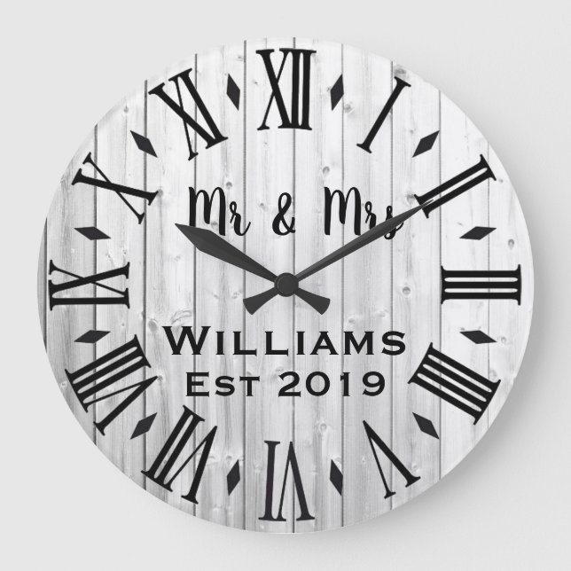 Rustic Vintage  Personalized Wood Custom Large Clock (Front)