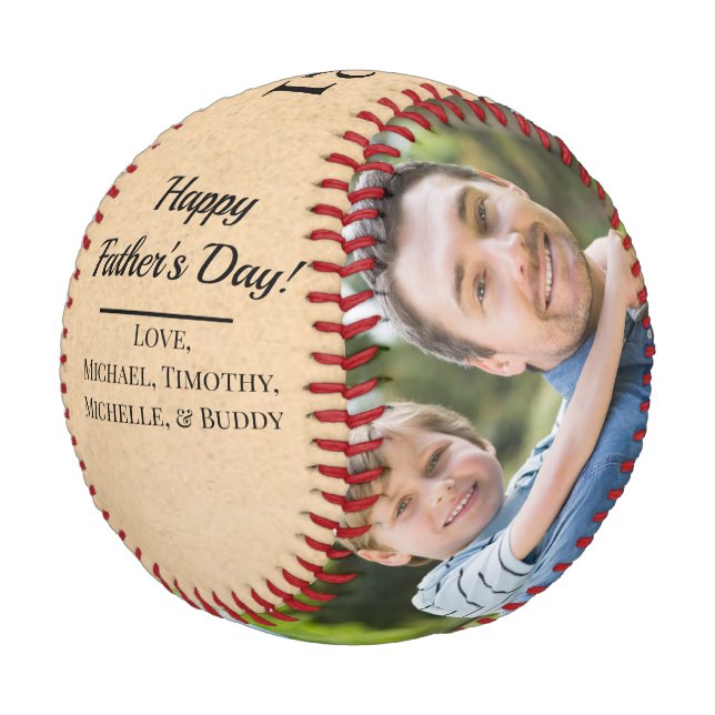 Rustic Vintage Photo Father's Day Baseball (Angled)