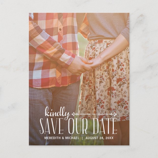 Rustic Vintage | Photo Save the Date Announcement Postcard (Front)